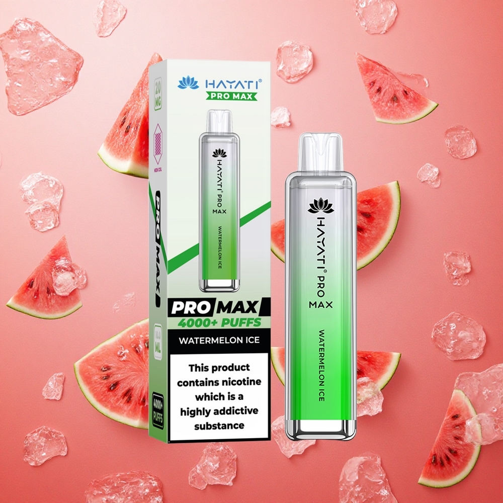 Hayati Pro Max 4000 Puffs Anguria Ghiacciata Batteria Ricaricabile 1400mAh LED Cristallo Italia wholesale