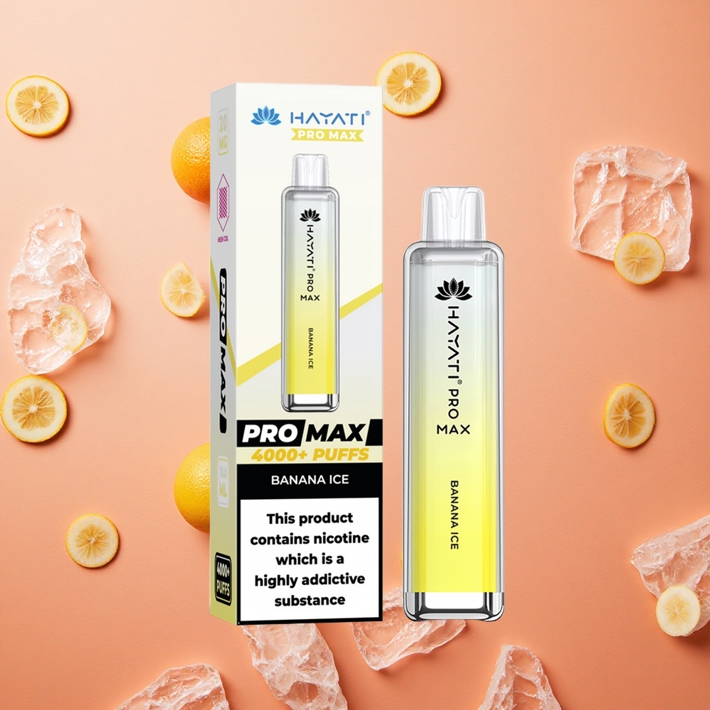 Hayati Pro Max 4000 Puffs Banana Ice Ghiaccio Ricaricabile 2ml TPD-Compliance Italia wholesale