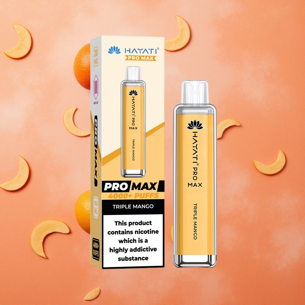 Hayati Pro Max 4000 Puffs Doppia Bobina 1.1 Ohm Mango Triplo Italia Wholesale