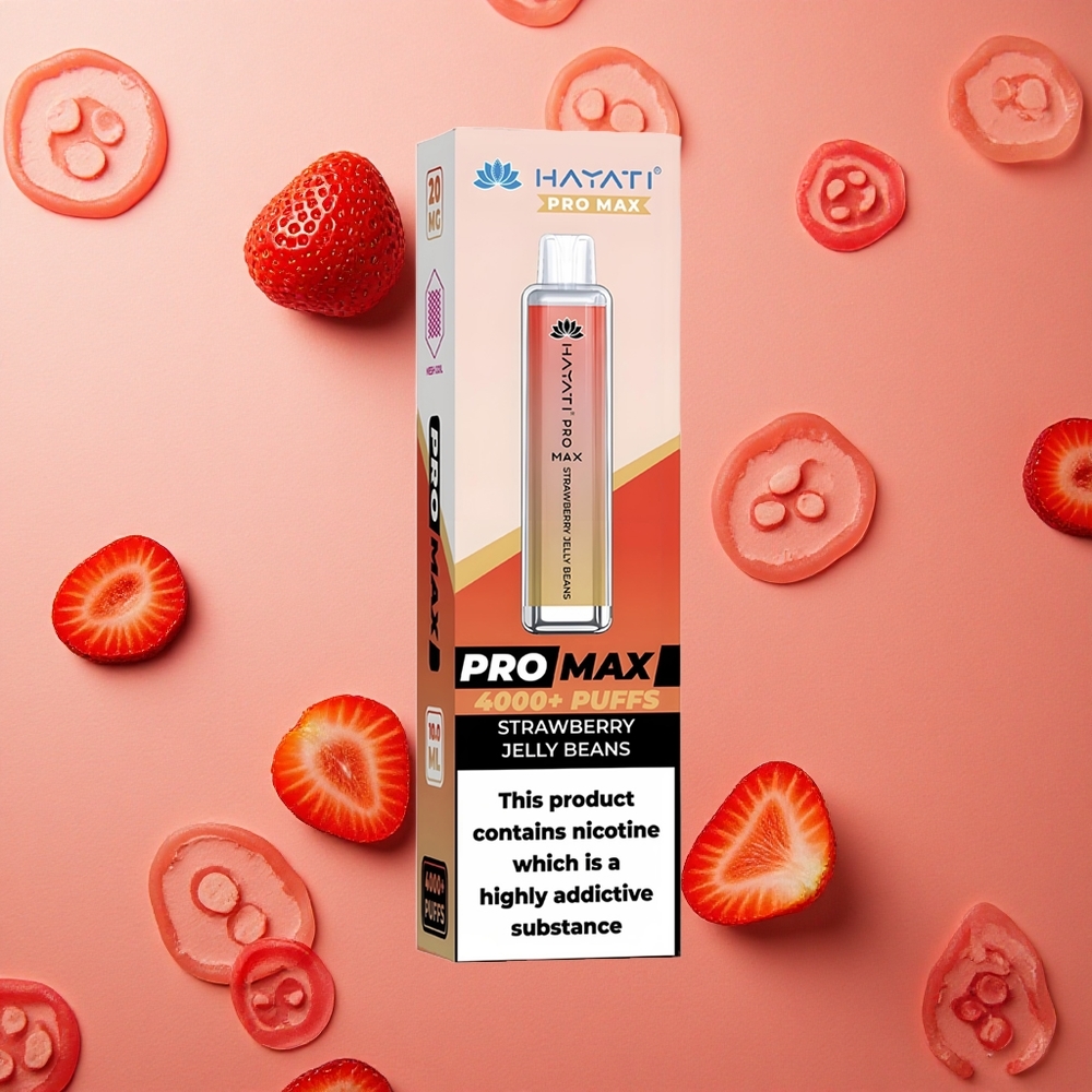 Hayati Pro Max 4000 Puffs Fragola Gelatina di Fagioli Batteria Ricaricabile 1400mAh Italia wholesale
