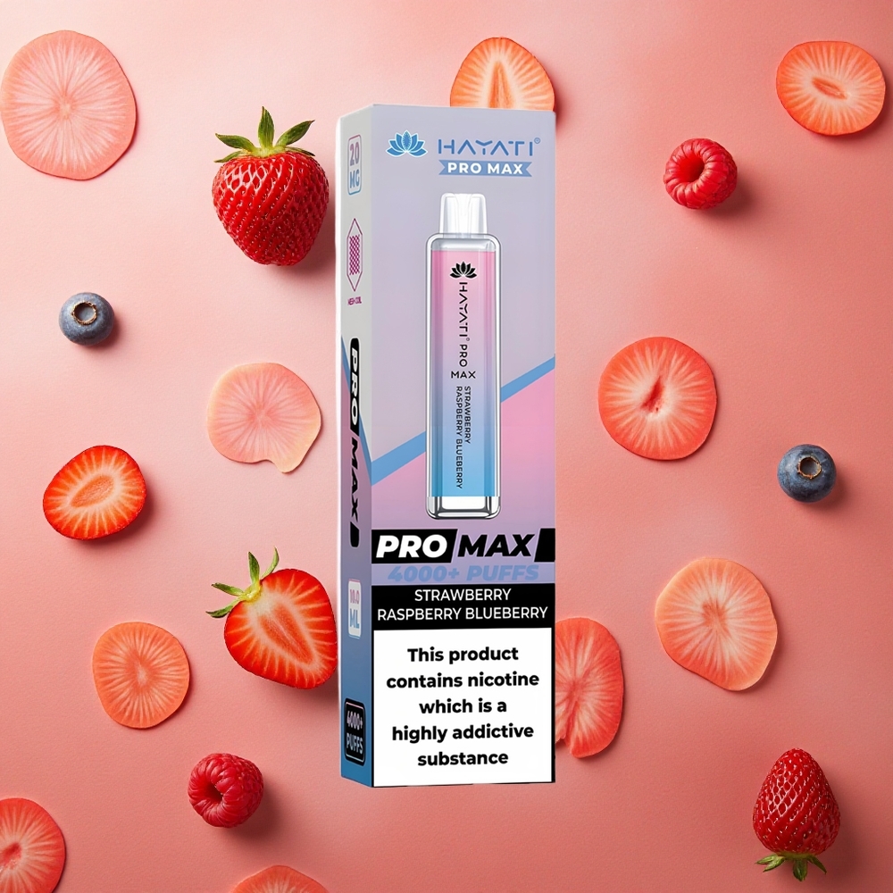 Hayati Pro Max 4000 Puffs Fragola Lampone Mirtillo Batteria Ricaricabile 1400mAh LED Cristallo Italia wholesale