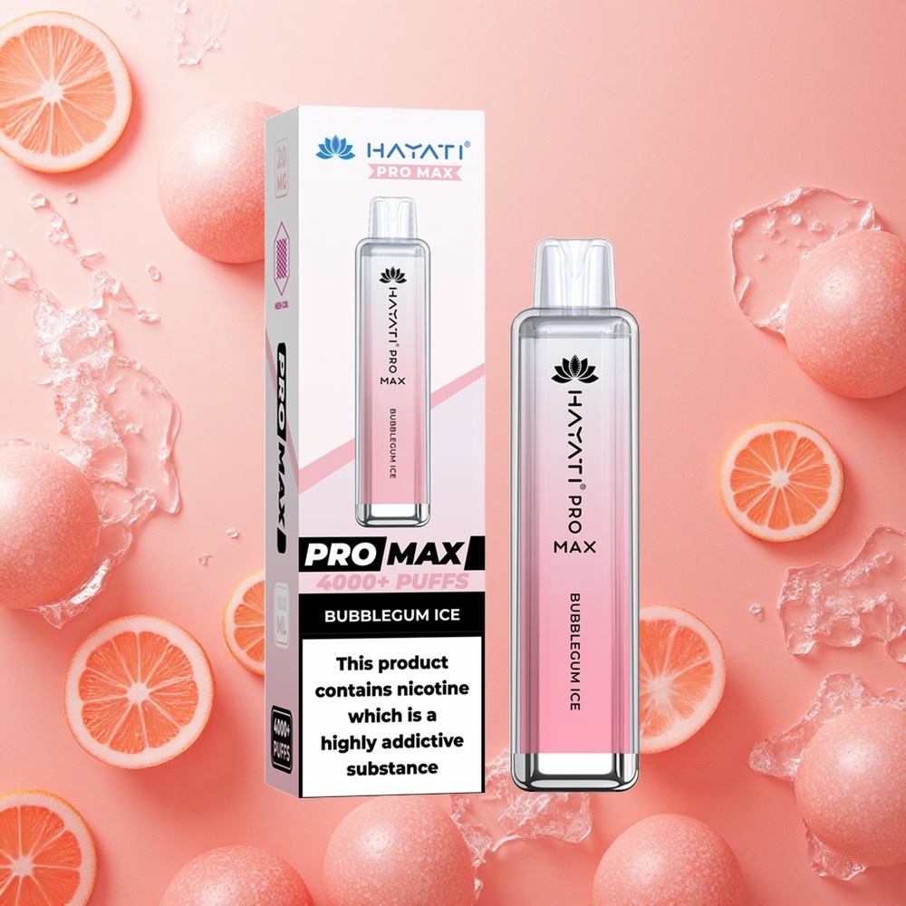 Hayati Pro Max 4000 Puffs Ghiaccio Bubblegum Batteria Ricaricabile 1400mAh LED Italia wholesale
