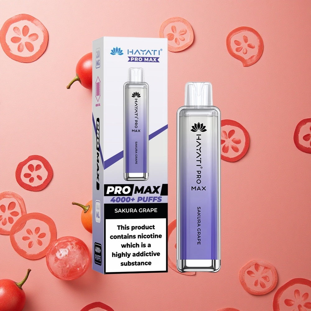 Hayati Pro Max 4000 Puffs Sakura Uva Batteria Ricaricabile 1400mAh Dual 1.1 Ohm Mesh Coil Italia wholesale