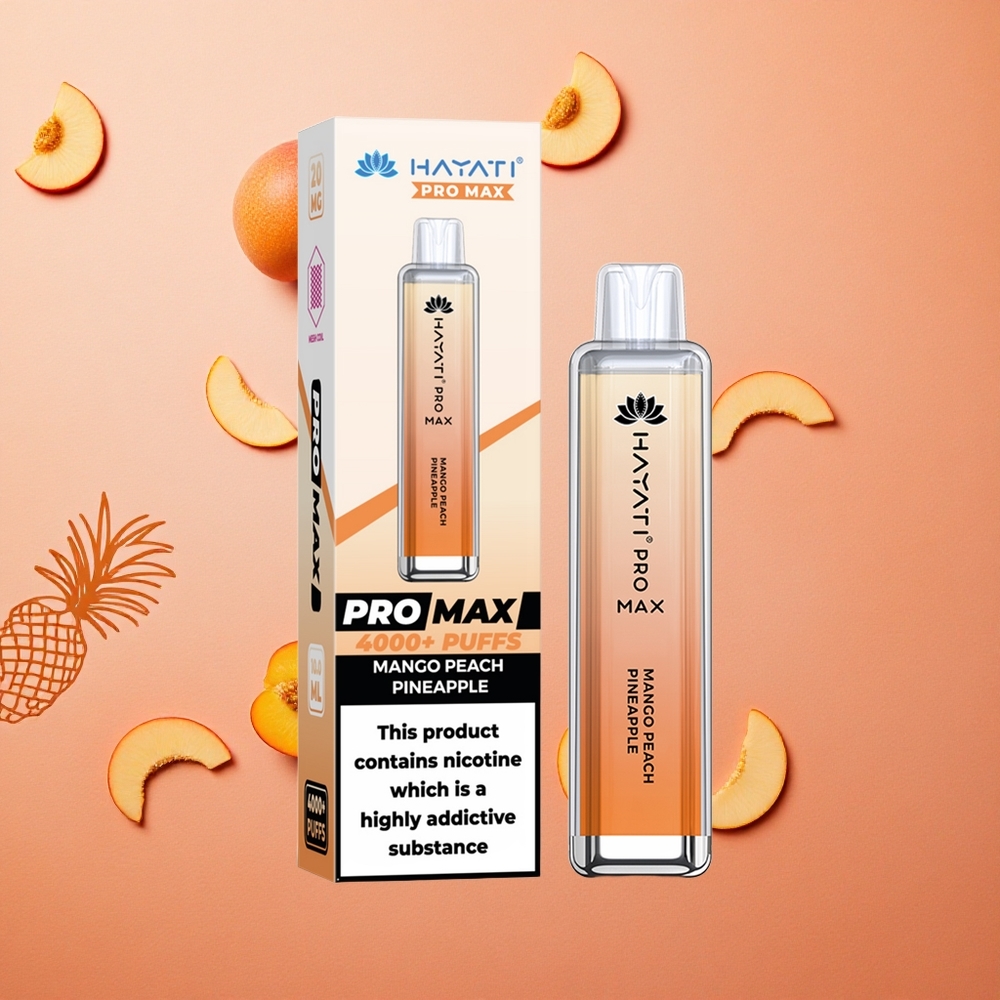 Hayati Pro Max 4000 Tirate Batteria Ricaricabile 1400mAh Mango Pesca Ananas Italia wholesale