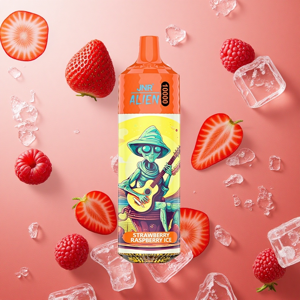 JNR Alien 10000 Puffs 20ml E-Liquido 0% 2% 5% Nicotina Fragola Lampone Ghiaccio Italia wholesale