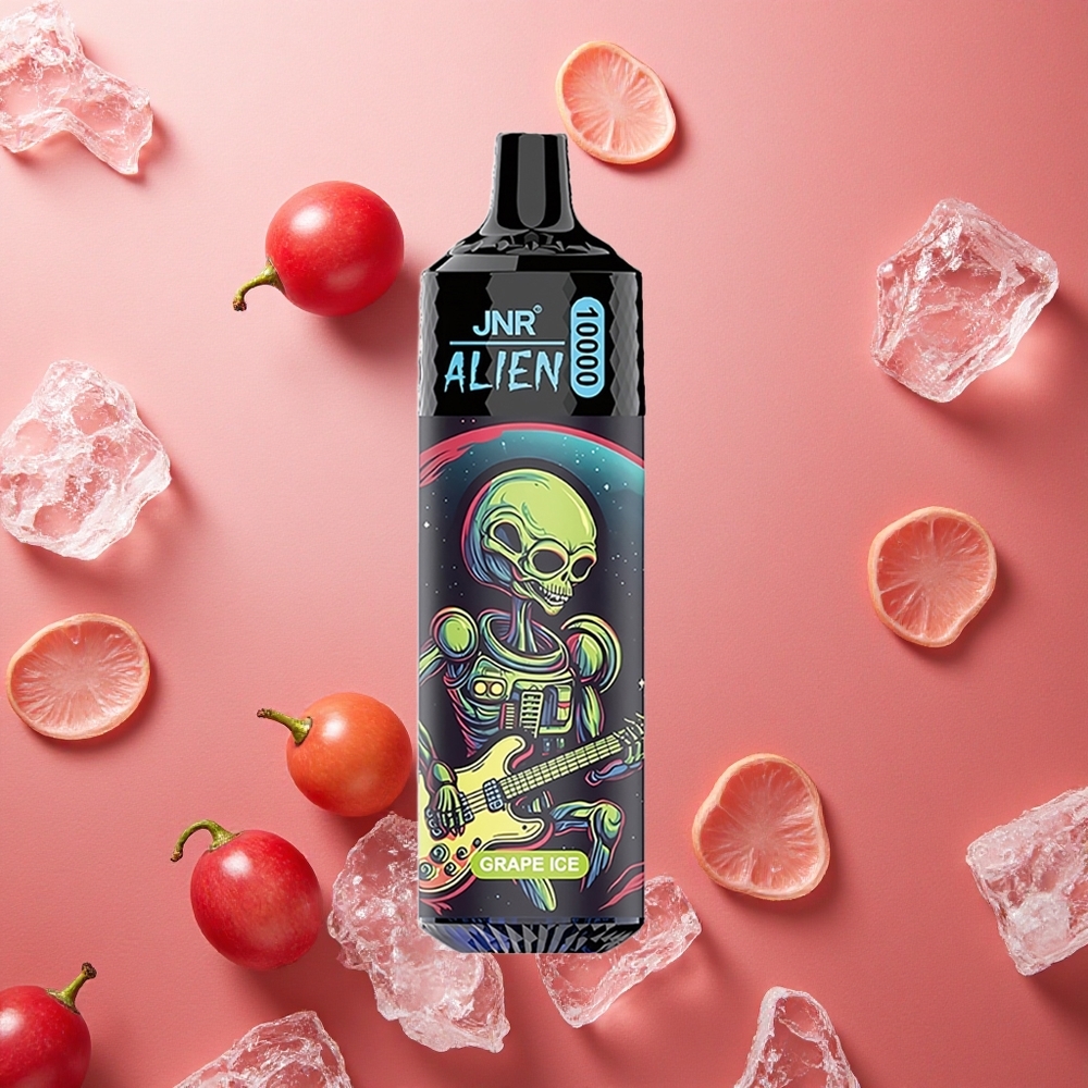 JNR Alien 10000 Puffs 20ml E-Liquido 0% 2% 5% Nicotina Ghiaccio d'Uva LED RGB Italia wholesale