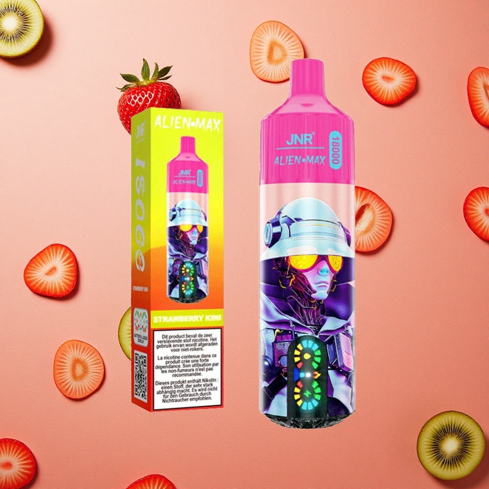 JNR Alien Max 18000 Puffs Display LED Intelligente Doppia Bobina Mesh Fragola Kiwi Italia wholesale