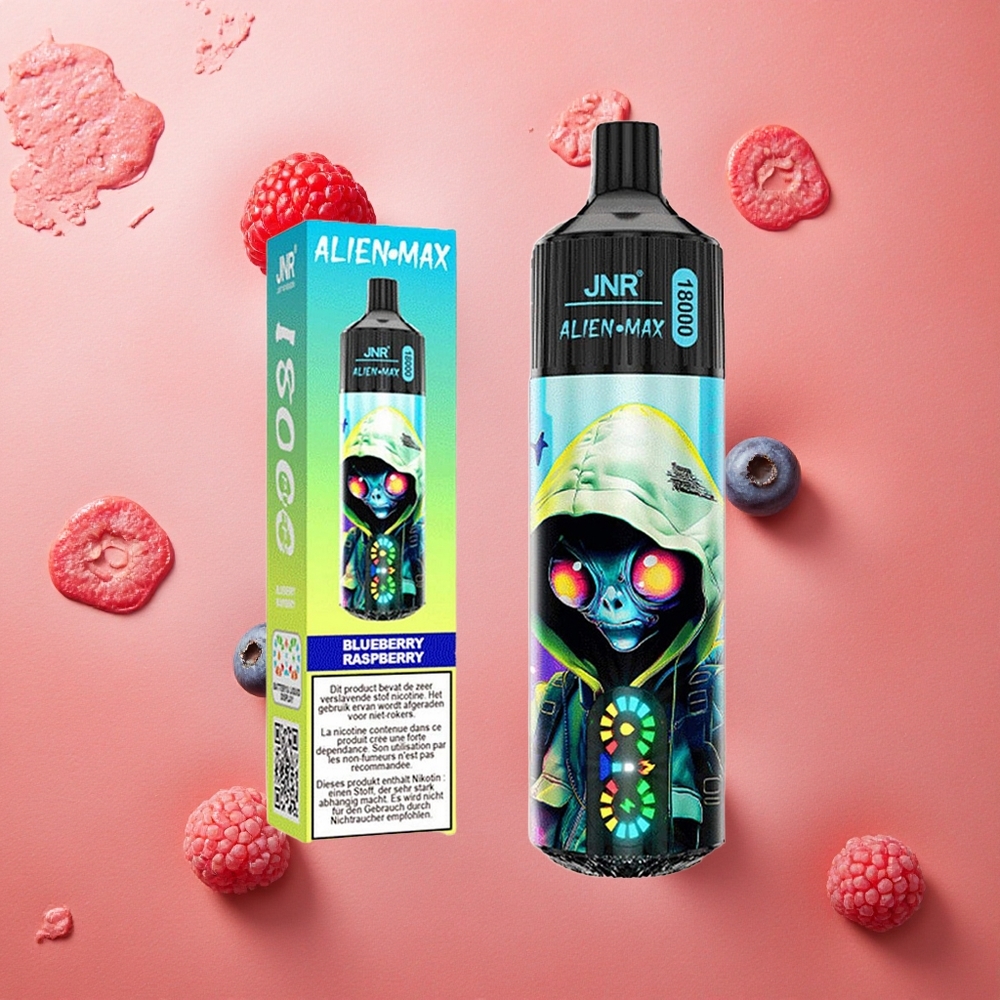 JNR Alien Max 18000 Puffs Display LED Intelligente Doppia Bobina Misto Lampone Mirtillo Italia wholesale