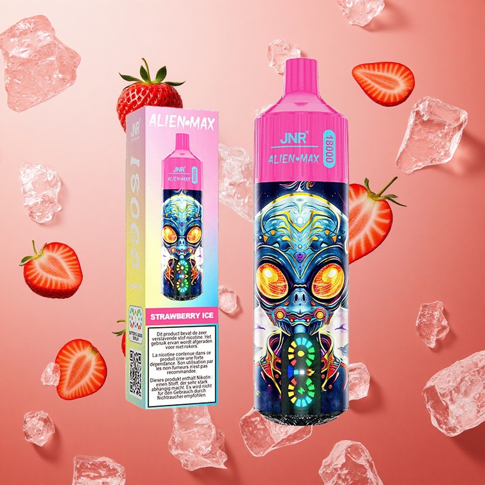 JNR Alien Max 18000 Puffs Display LED Intelligente & Doppio Mesh Coil Fragola Ghiaccio Italia wholesale