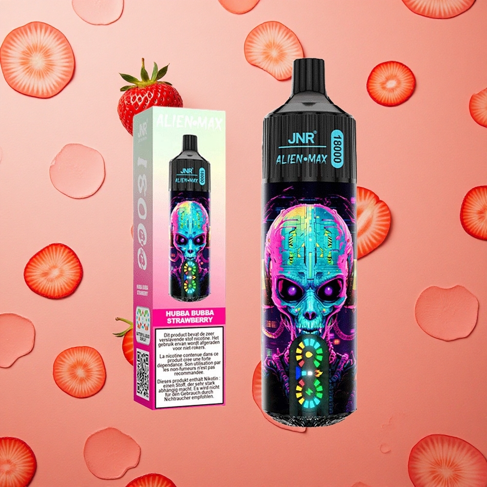 JNR Alien Max 18000 Puffs Doppia Maglia Doppio Nucleo Fragola Hubba Bubba Italia wholesale