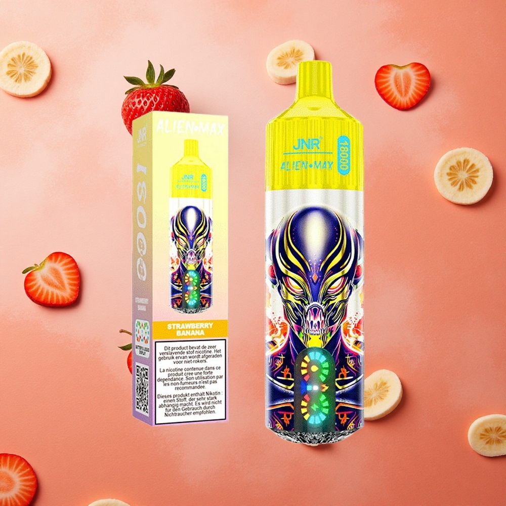JNR Alien Max 18000 Puffs Fragola Banana Display LED Intelligente Dual Mesh Coil Italia wholesale