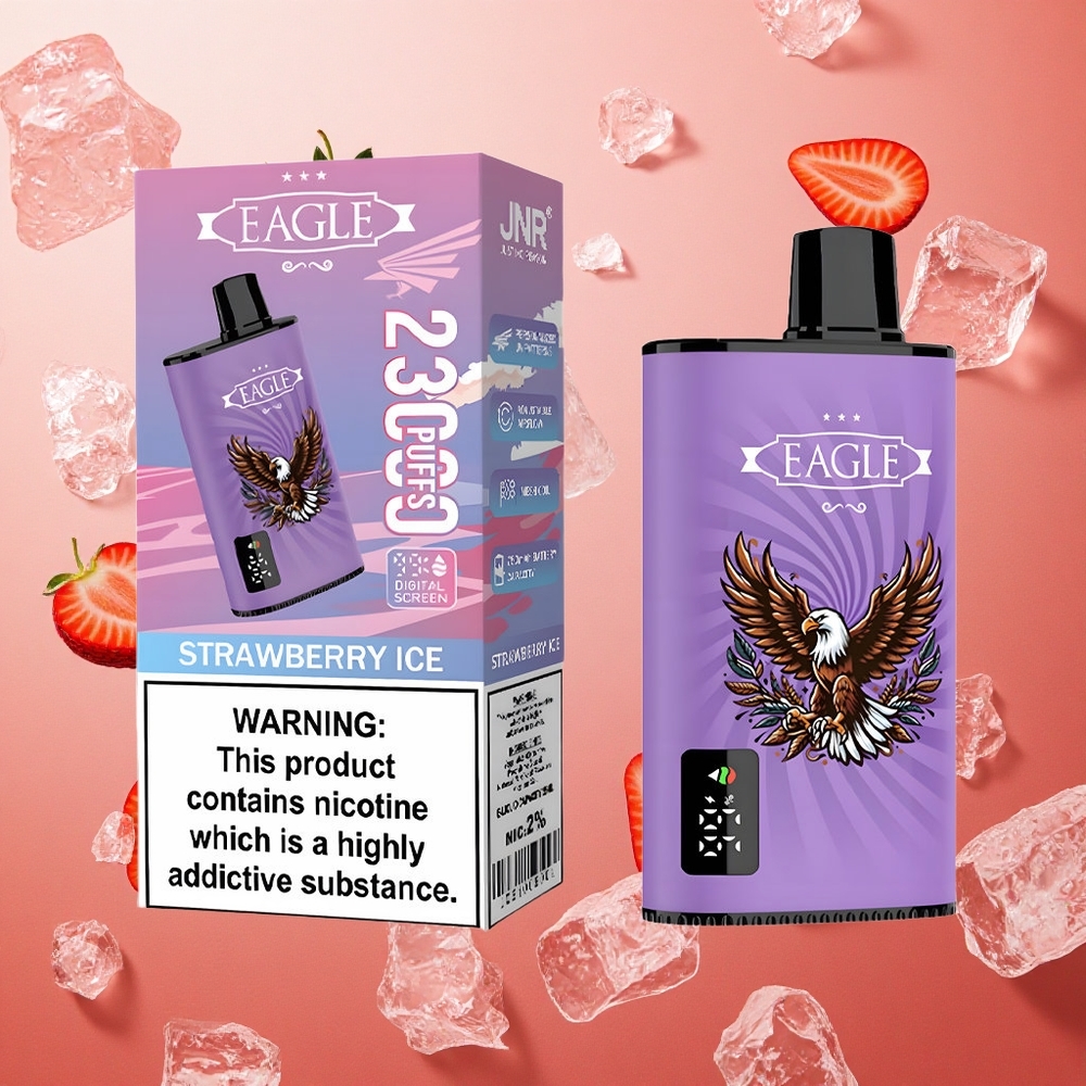 JNR EAGLE Smart 23000 Puffs Schermo Digitale & Bobina Mesh 1.0ohm Fragola Ghiaccio Italia wholesale