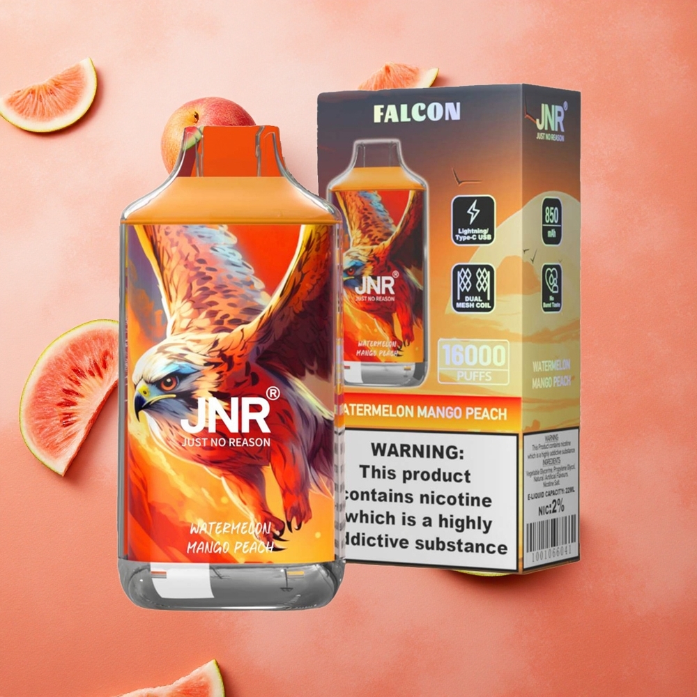 JNR Falcon 16000 Puffs Anguria Mango Pesca Dual Mesh Coil Smart LED Display Italia wholesale