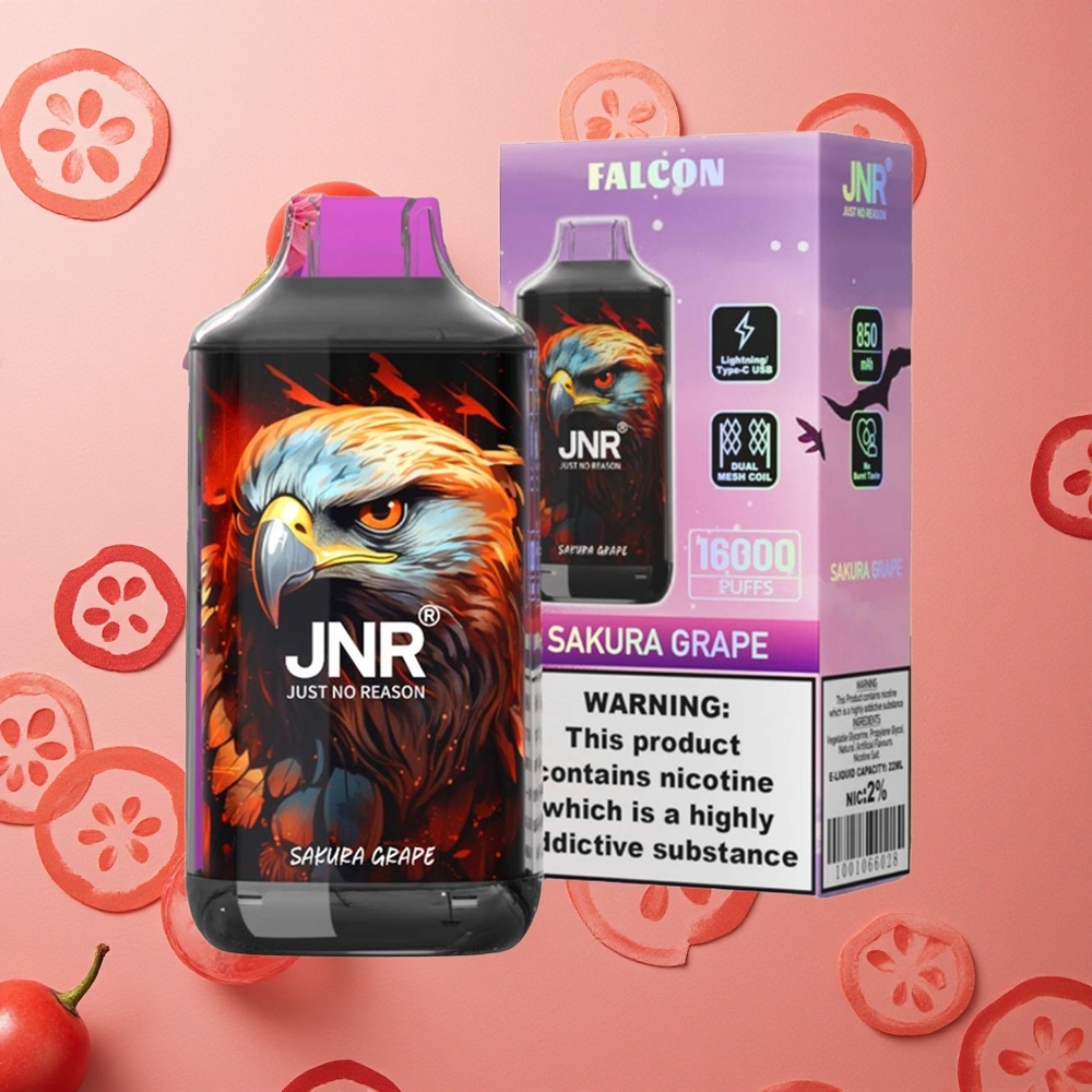 JNR Falcon 16000 Puffs Sakura Uva Capacità Batteria 850 mAh Tipo Ricarica Type C & Lightning Italia wholesale