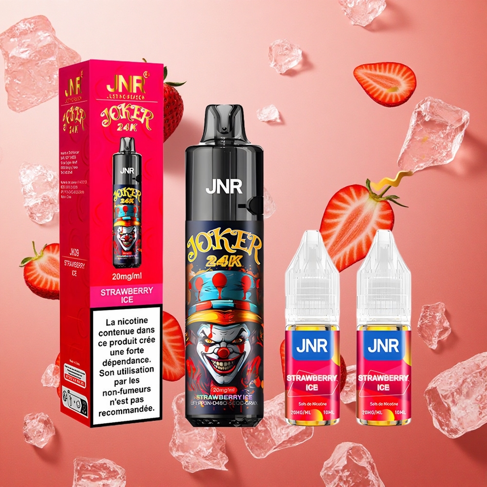 JNR Joker 24K Puffs Pod Ricaricabile 10ml 800mAh Fragola Ghiaccio Italia wholesale