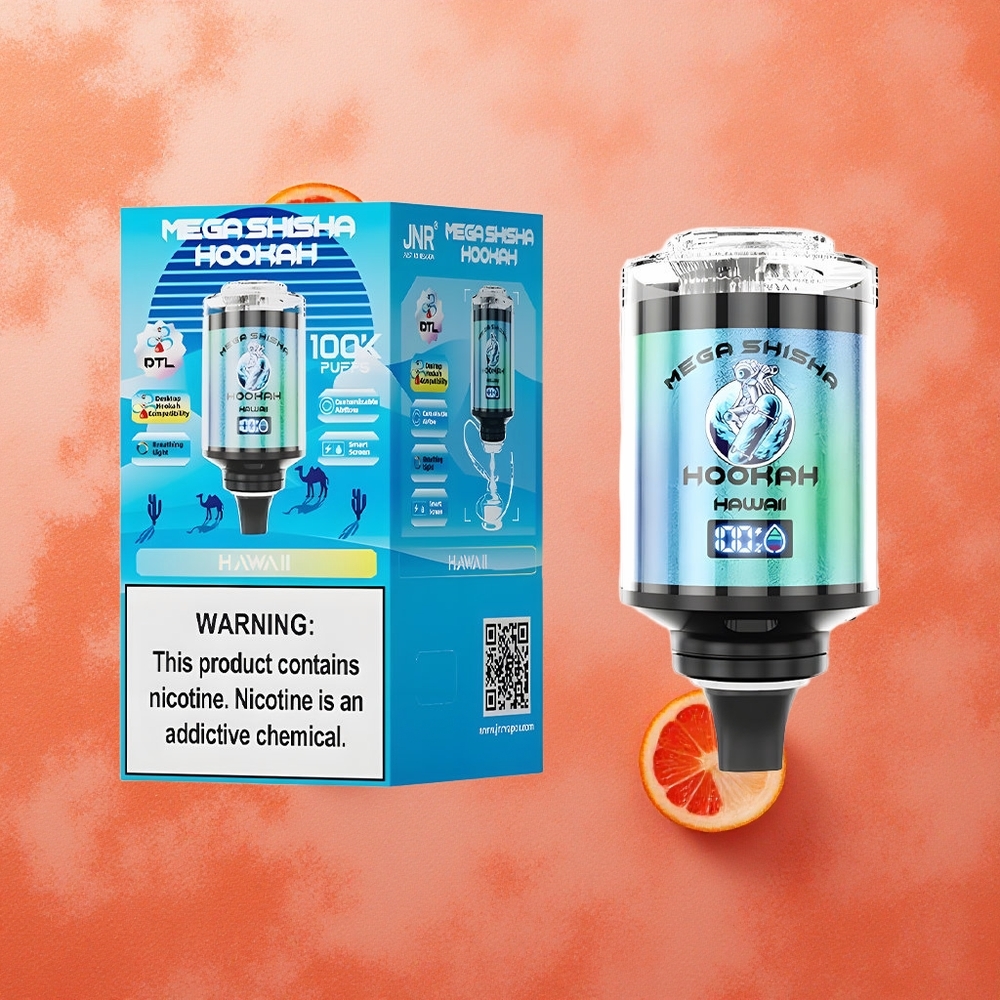 JNR Mega Shisha Hookah 100K 60000 Puffs Capacità e-Liquid 60ml Hawaii Italia wholesale