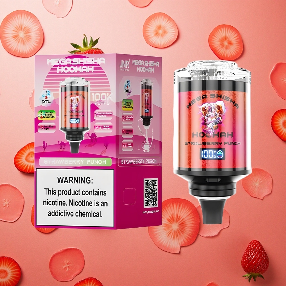 JNR Mega Shisha Hookah 100K Fragola Punch 2200mAh Batteria Ricaricabile 60ml Capacità Italia wholesale