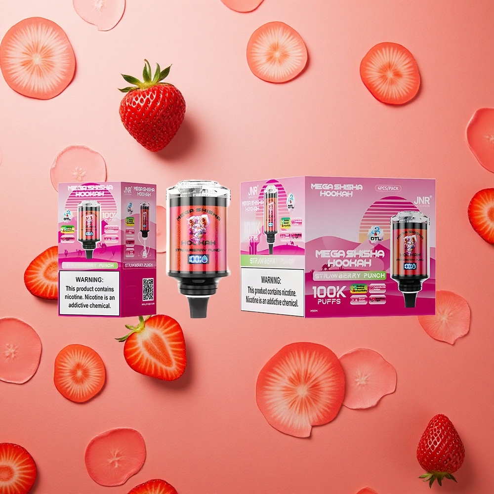 JNR Mega Shisha Hookah 100K Fragola Punch 2200mAh Batteria Ricaricabile 60ml Capacità Italia wholesale