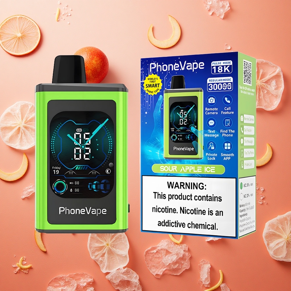 JNR Phone Vape 30000 Puffs Ricaricabile USB-C Mela Acida Ghiaccio Italia wholesale
