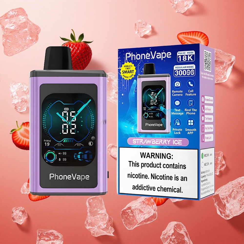 JNR Phone Vape 30000 boccate Fragola Ghiaccio Batteria Ricaricabile 850mAh Display Completo Italia wholesale