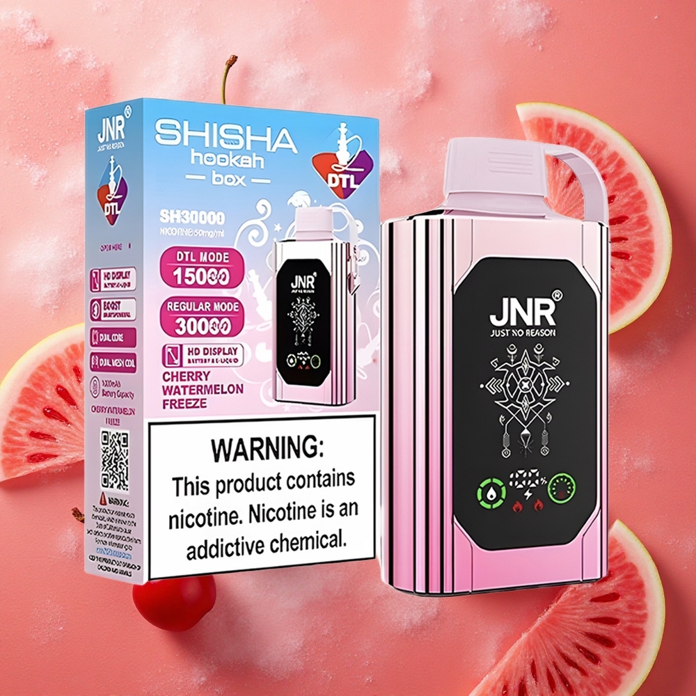 JNR Shisha Hookah Box 20500 Puffs Display HD Doppio Mesh Coil Ciliegia Anguria Ghiacciata Italia wholesale