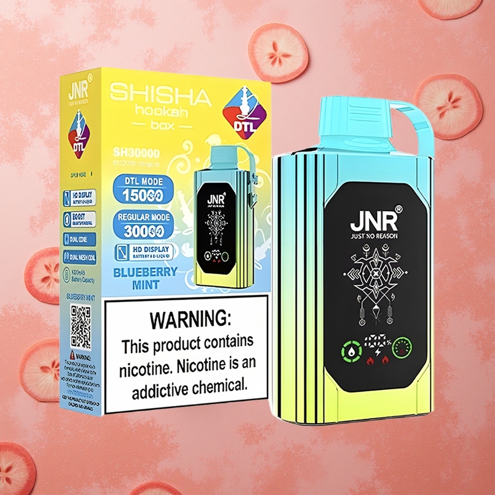 JNR Shisha Hookah Box 20500 Puffs Display HD Mirtillo Menta Dual Mesh Coil Italia wholesale